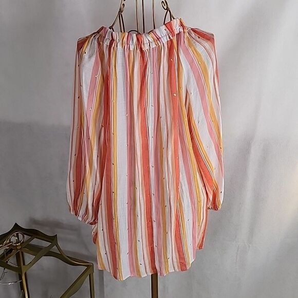 harve' benard Size 1X Sherbet Stripe Top Chiffon - Picture 7 of 8